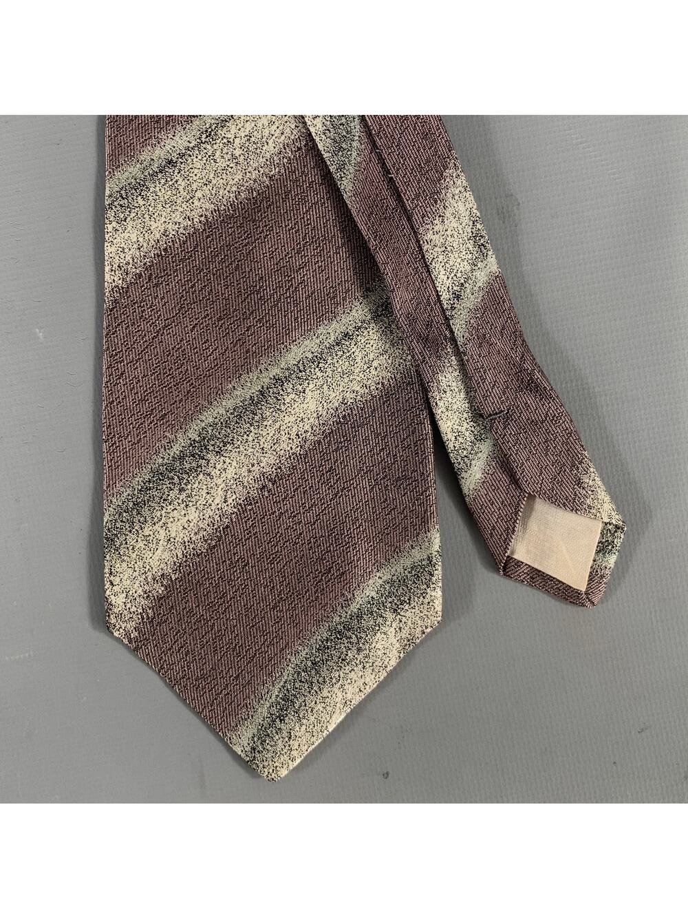 ISSEY MIYAKE Grey Mauve Stripe Silk Tie